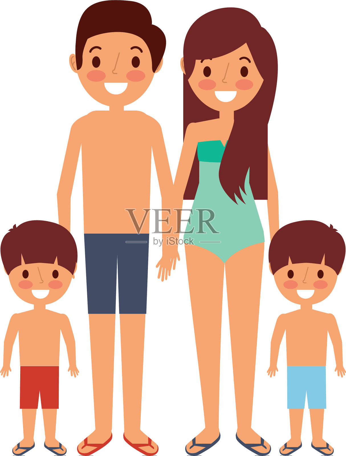 一家人穿着泳衣度假设计元素图片