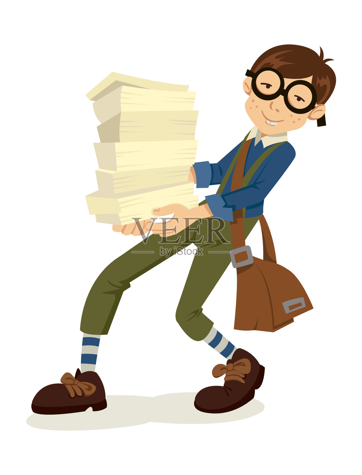 书呆子男孩卡通设计元素图片