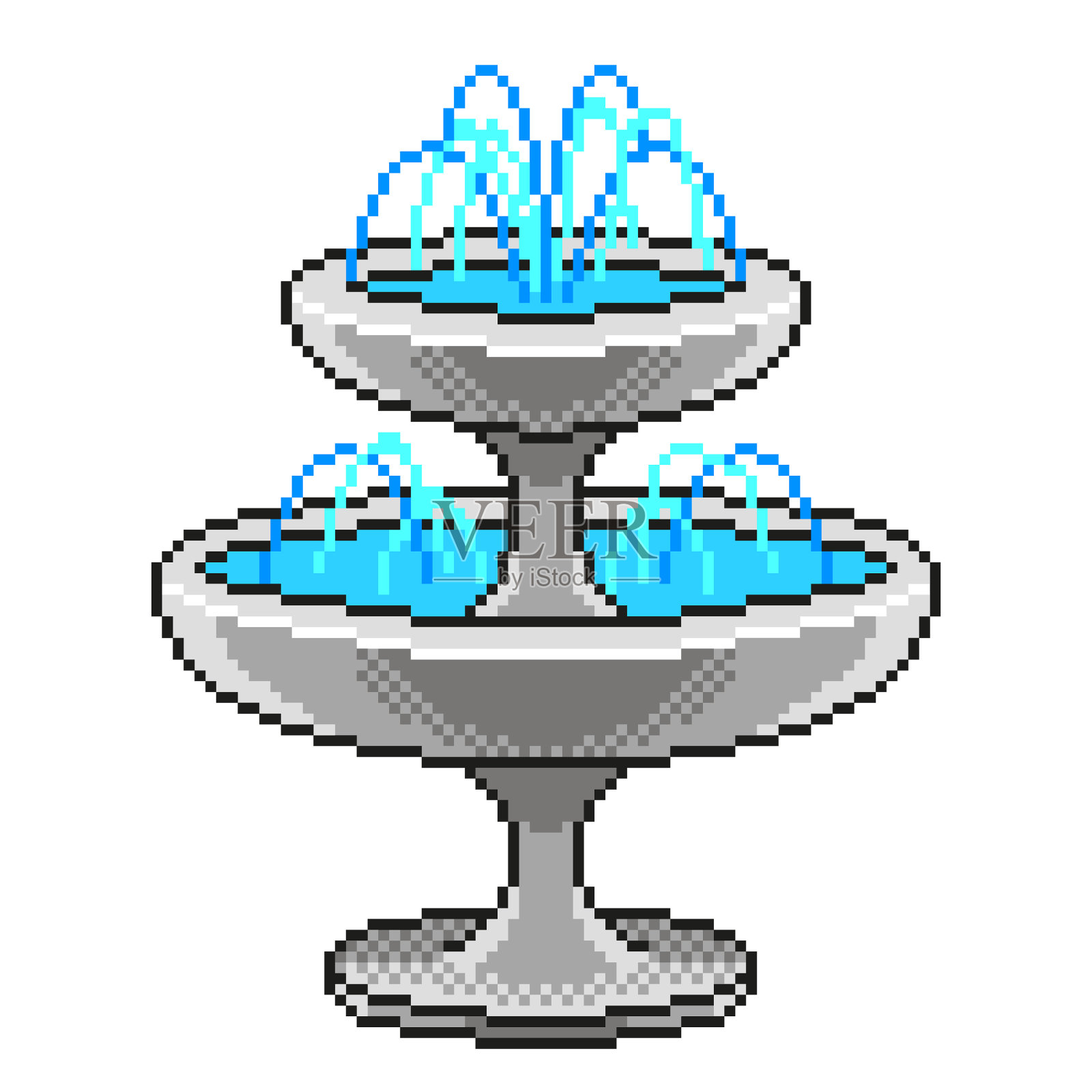 像素小喷泉详细孤立设计元素图片