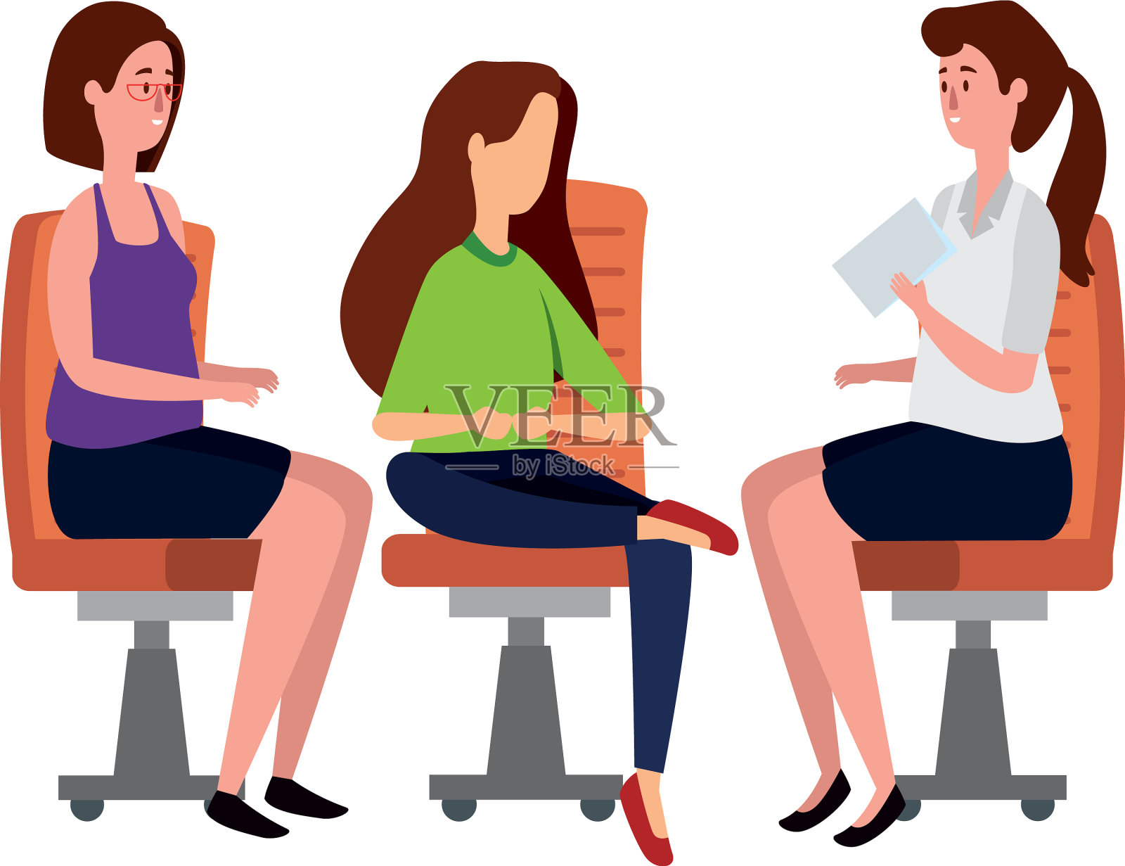 优雅的女商人坐在办公室里设计元素图片