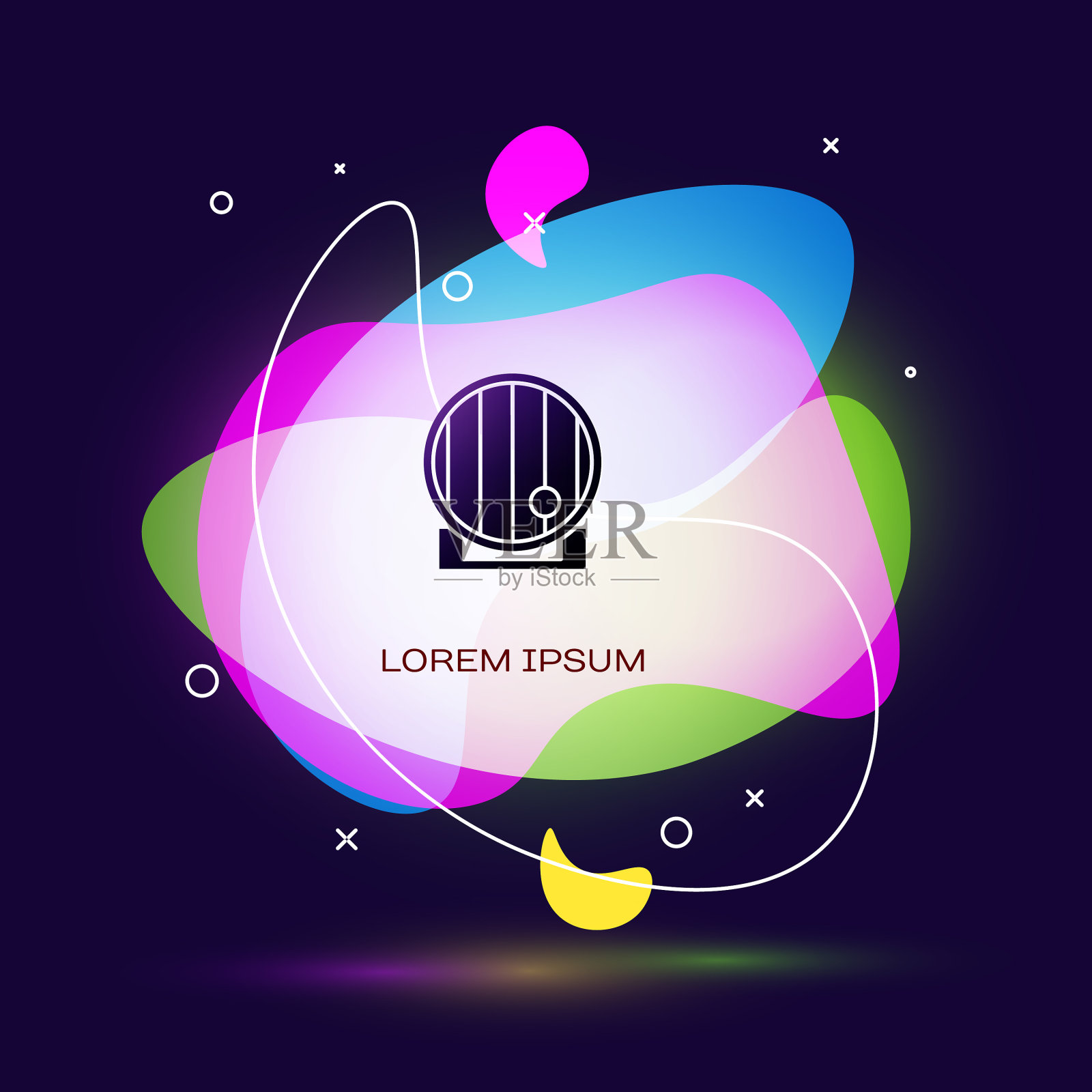 黑色木桶图标孤立在蓝色插画图片素材