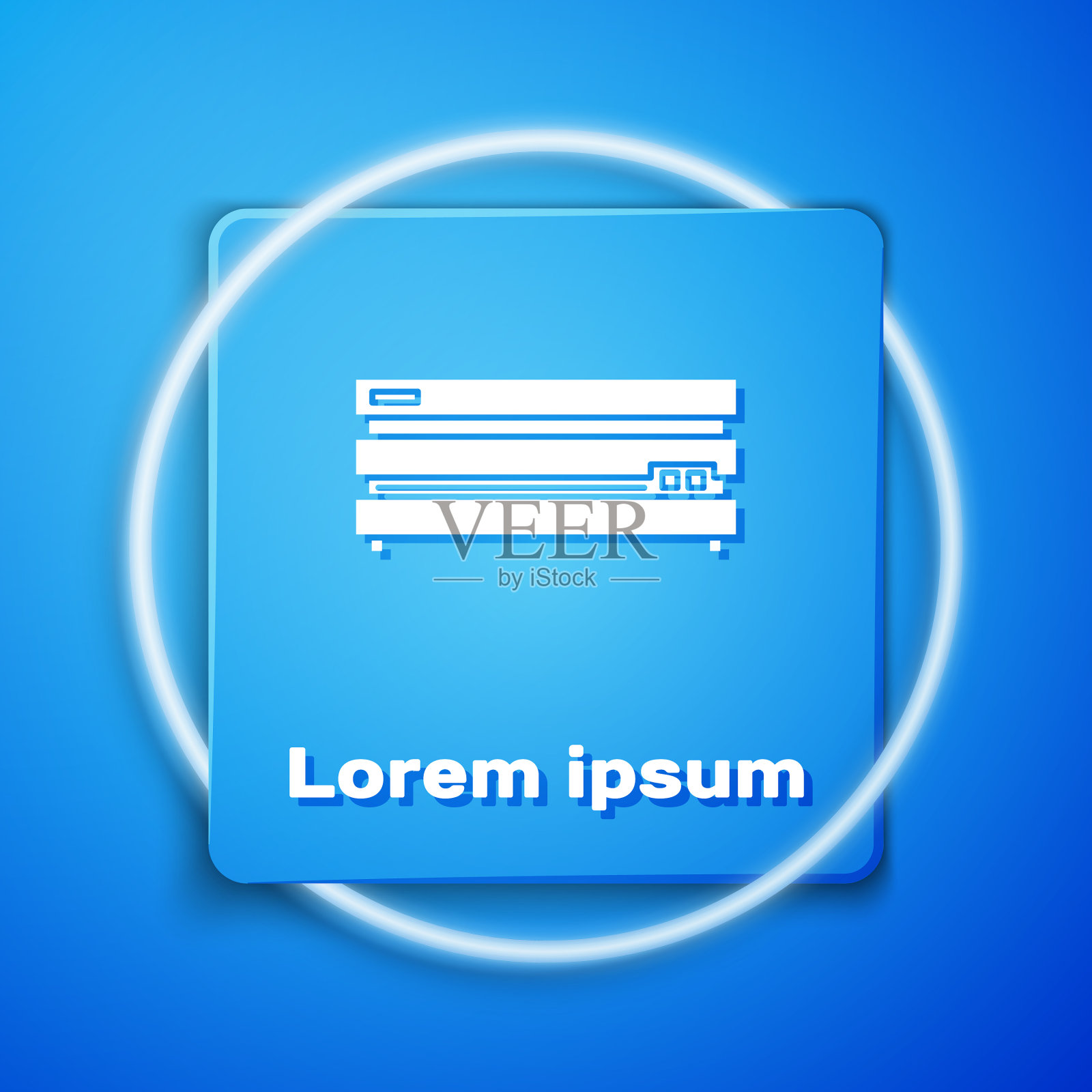 白色视频游戏机图标隔离在蓝色插画图片素材