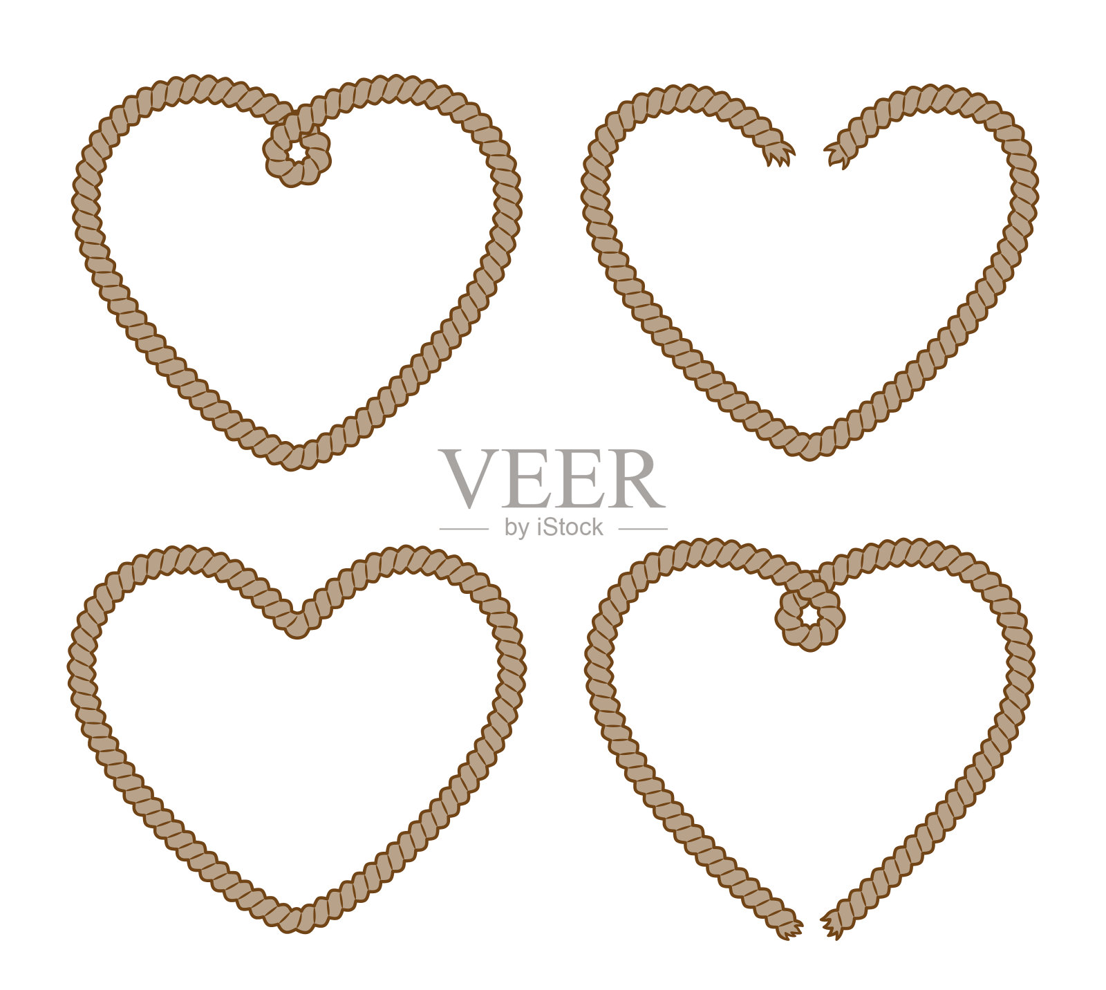 套4绳心棕色框架插画图片素材