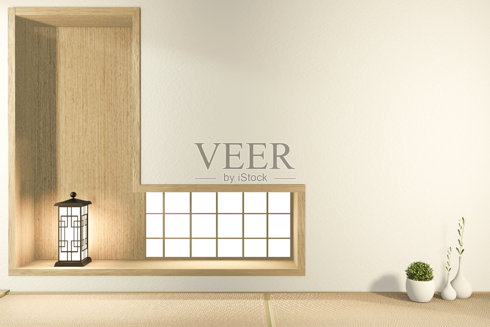 室内空房日本式。三维渲染照片摄影图片