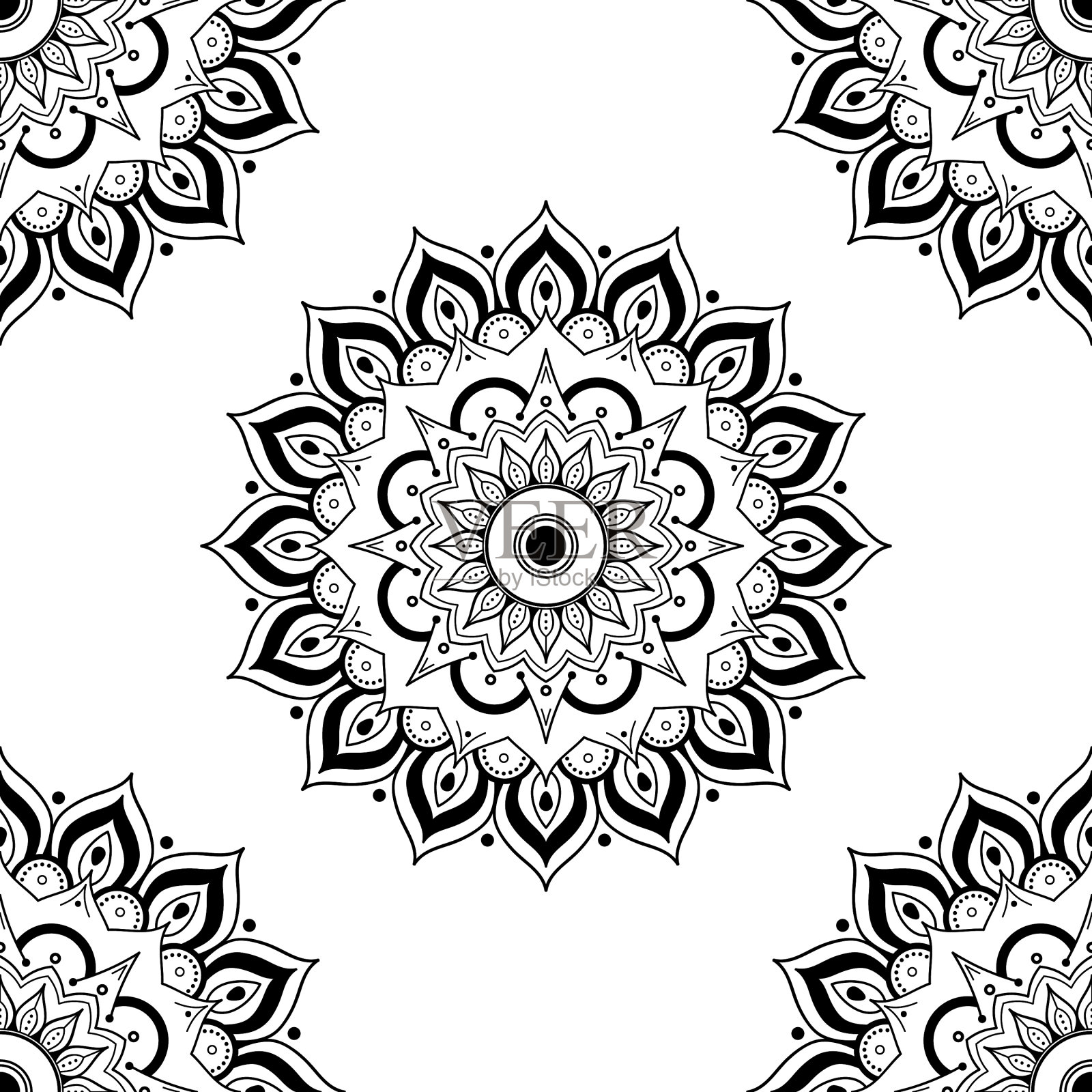 民族曼荼罗点缀。可用于贺卡、手机壳打印等。插画图片素材