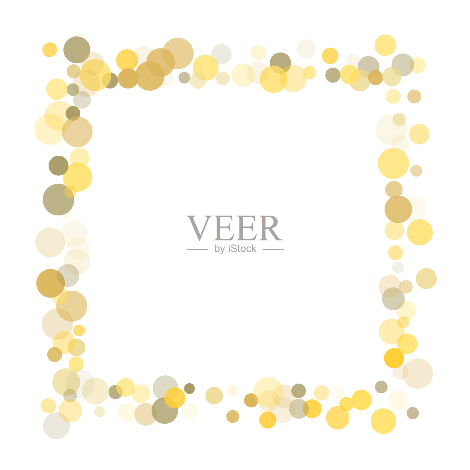 白色背景上的金色圆点五彩纸屑插画图片素材