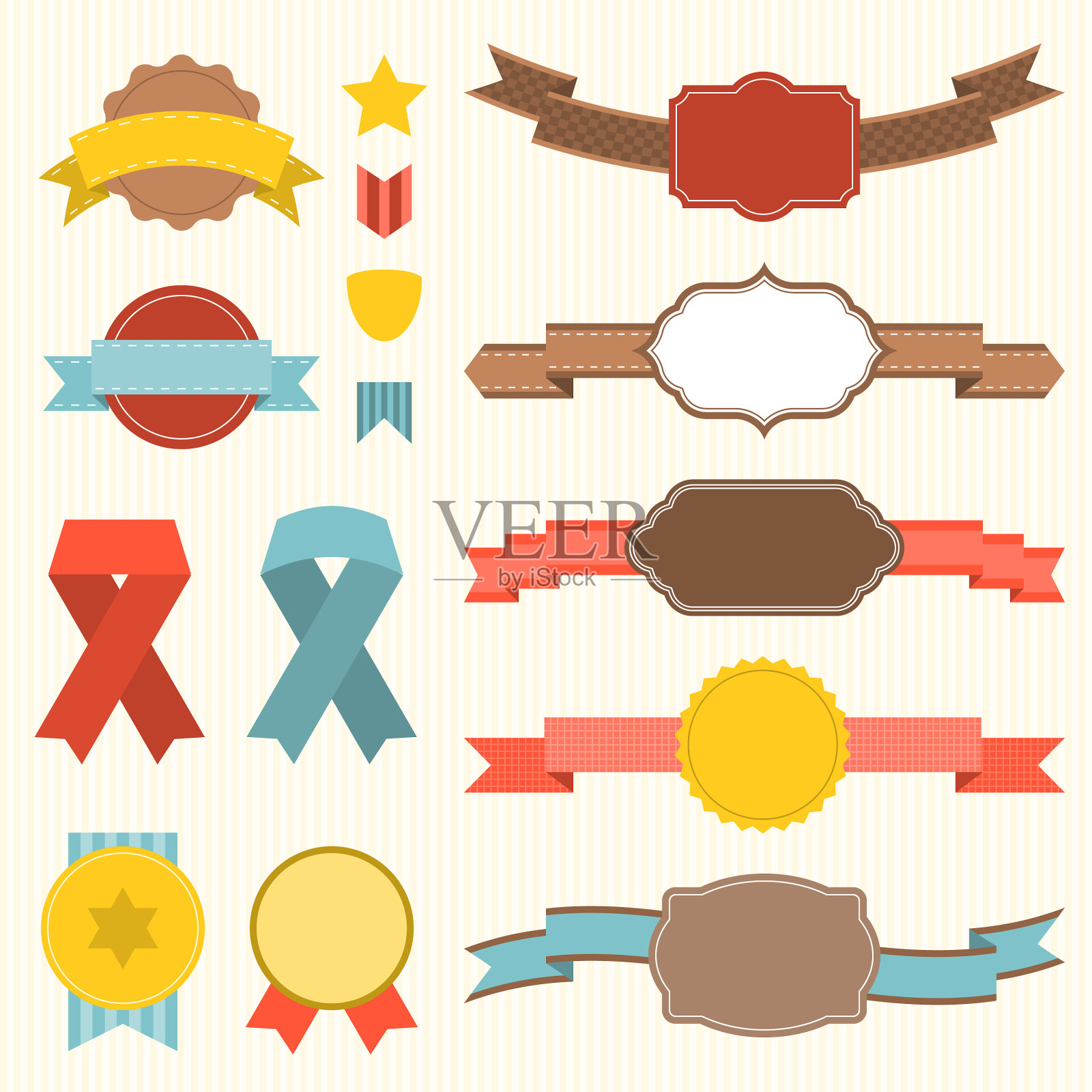 丝带和徽章套装3插画图片素材