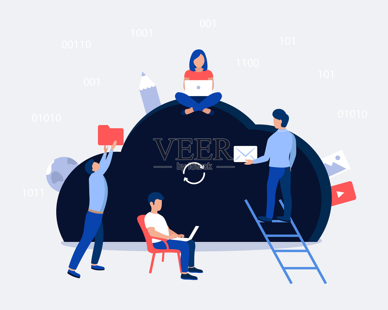 云存储设计理念插画图片素材