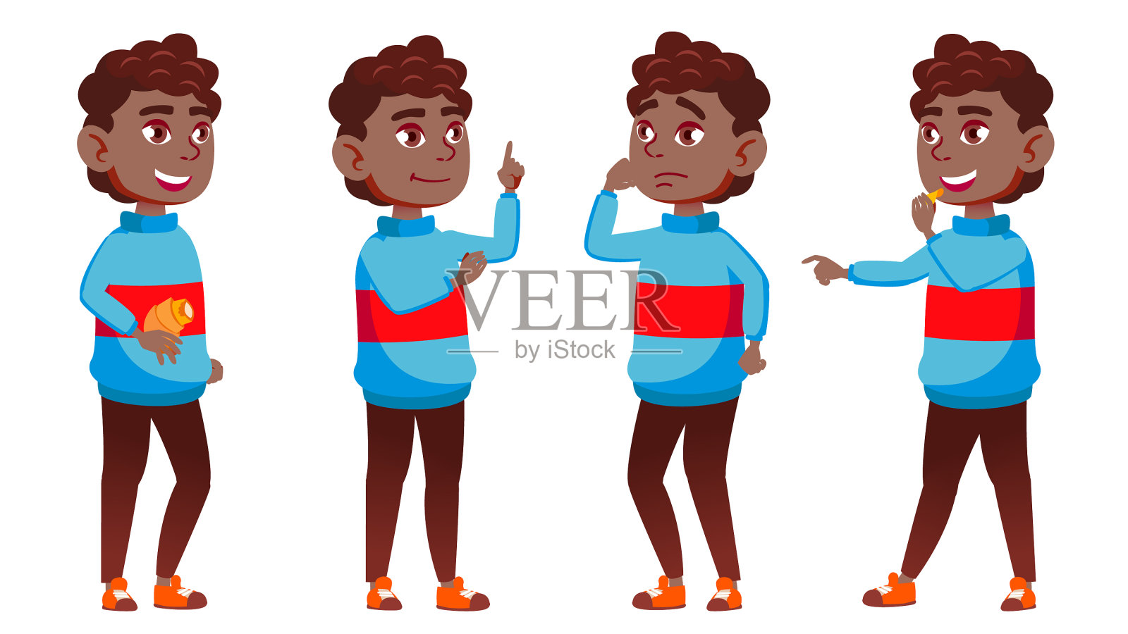 男生男生摆出黑色爆炸头插画图片素材