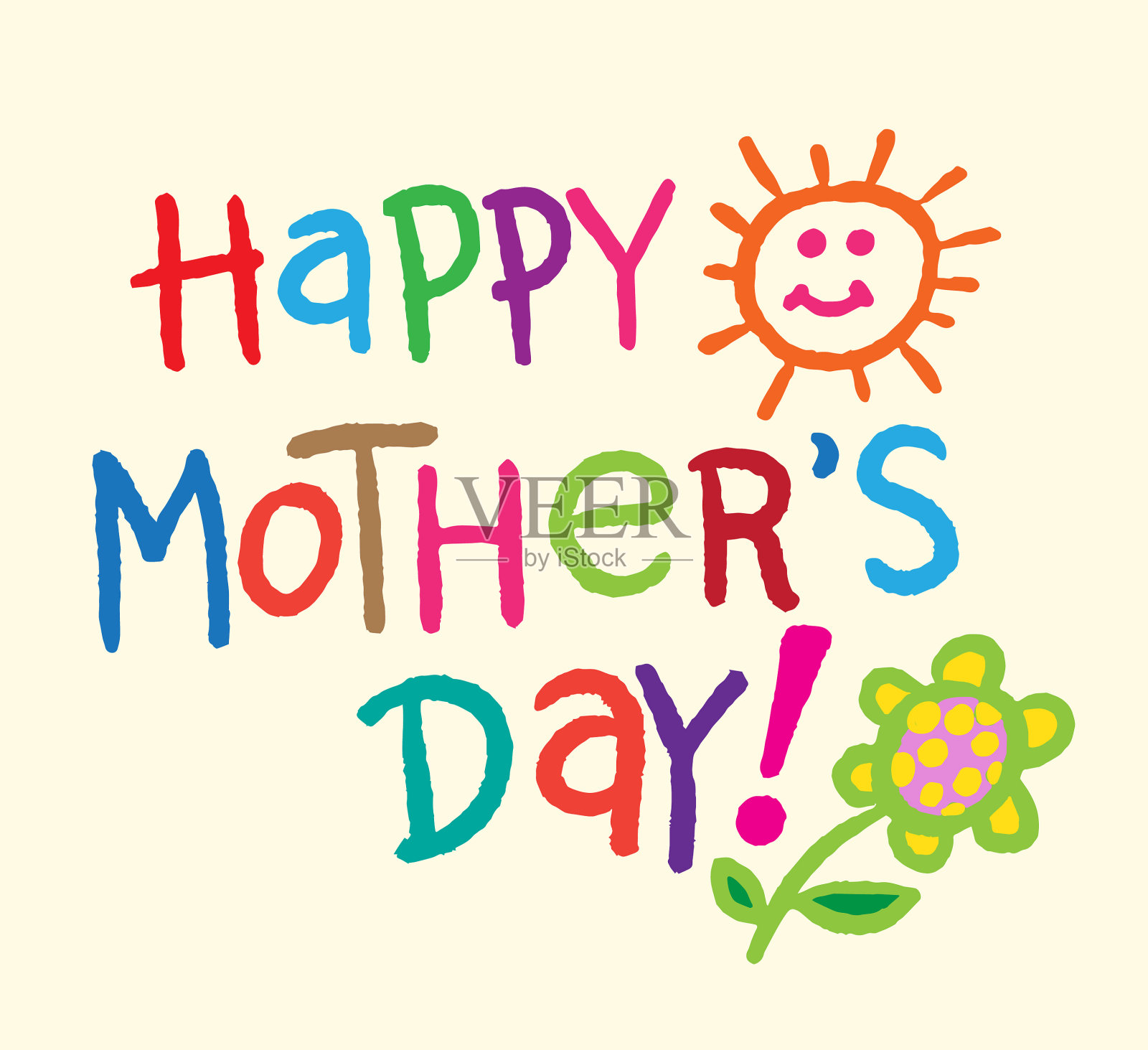 母亲节贺卡上的字母插画图片素材