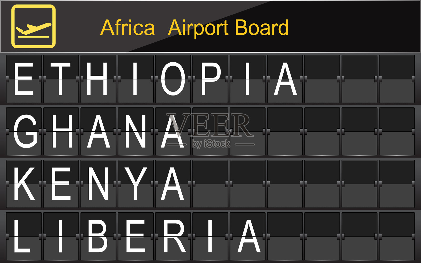 非洲国家机场登机信息插画图片素材