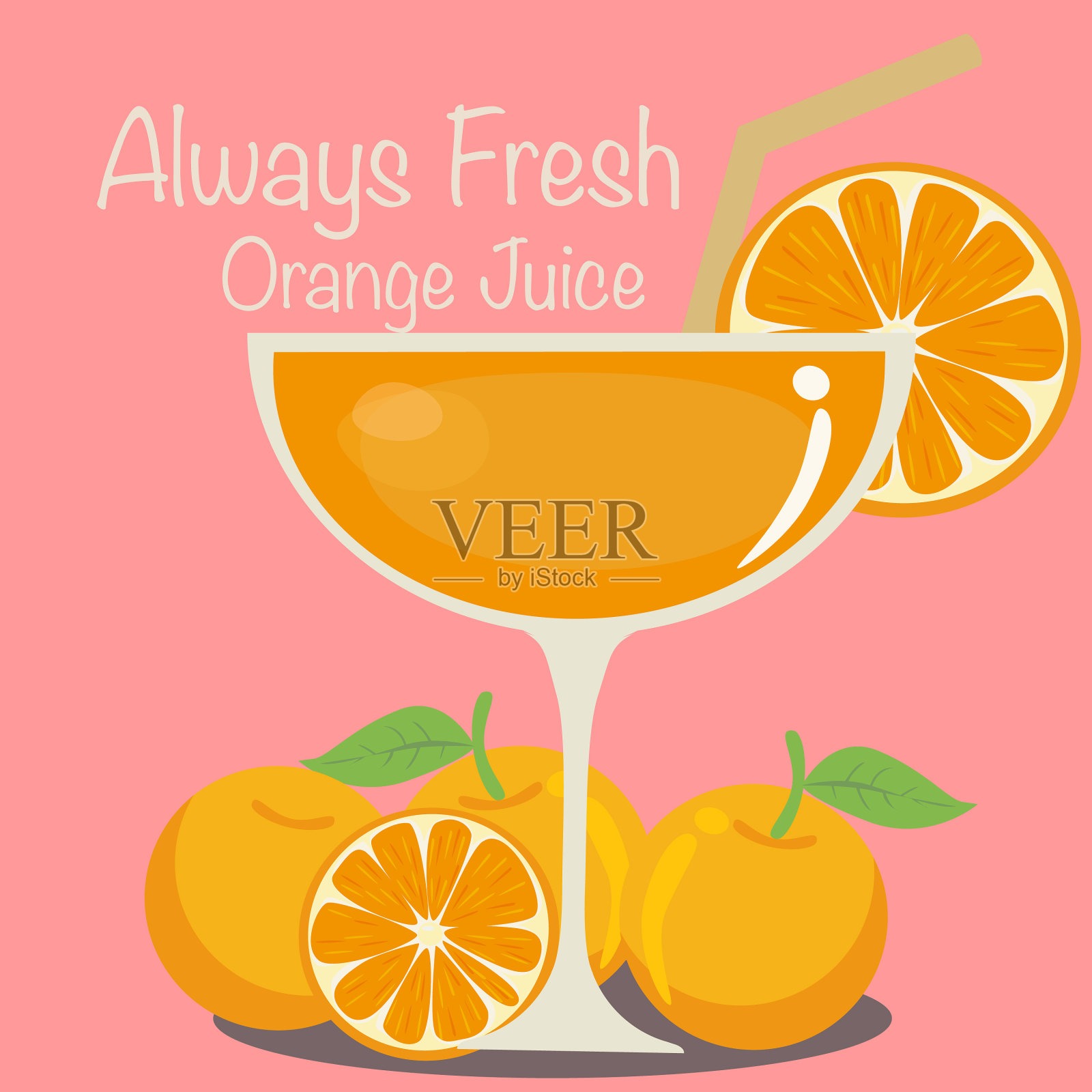 新鲜橙汁插画图片素材