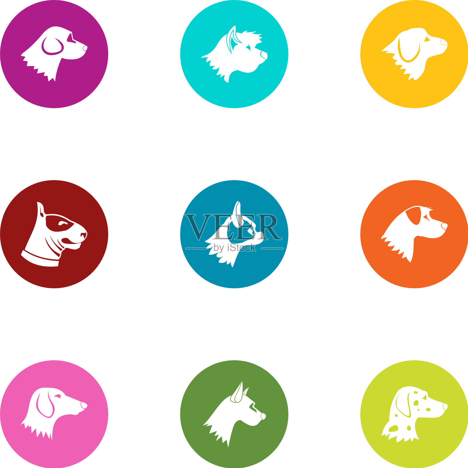 狗图标设置扁平风格图标素材