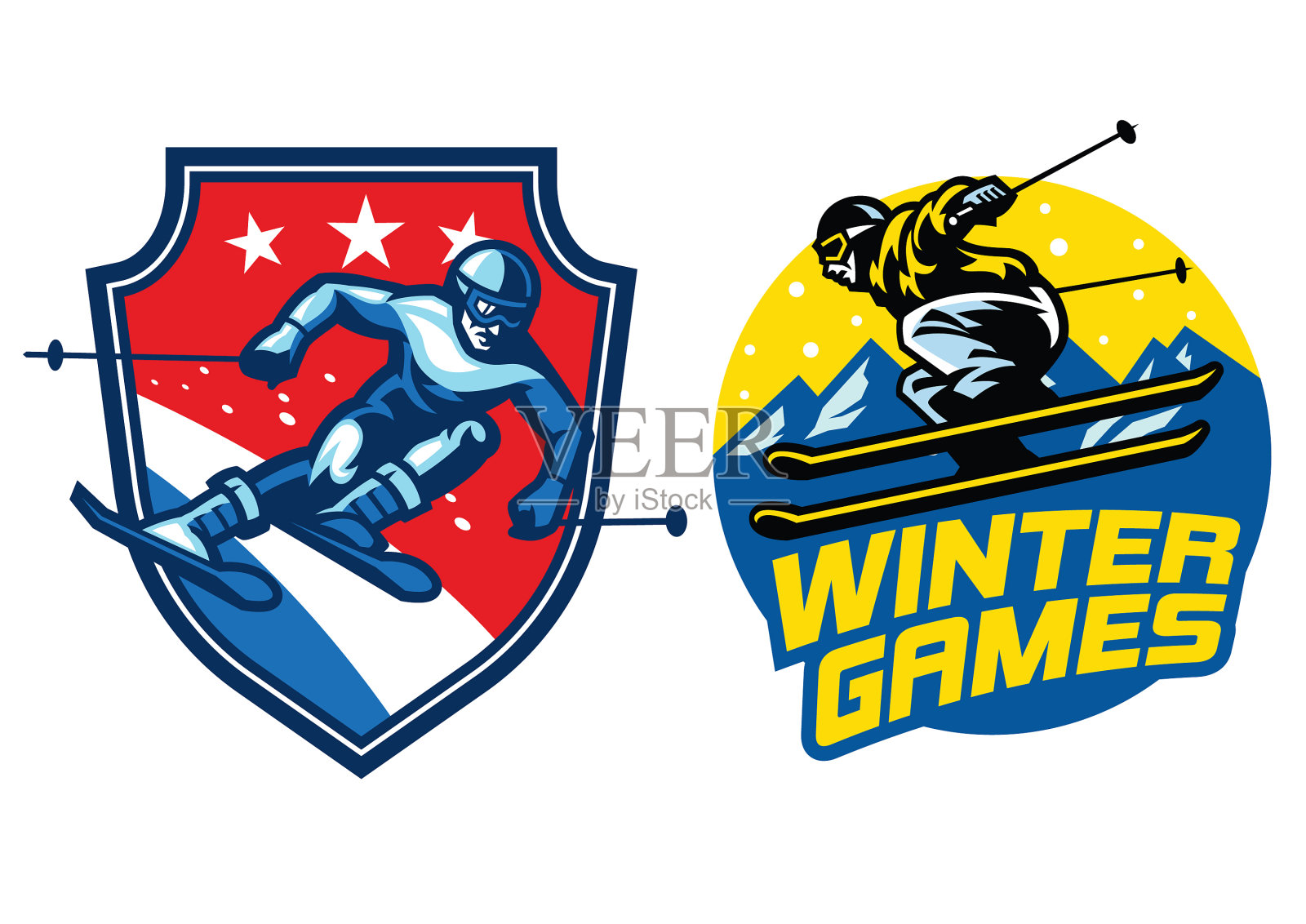 滑雪徽章套设计元素图片
