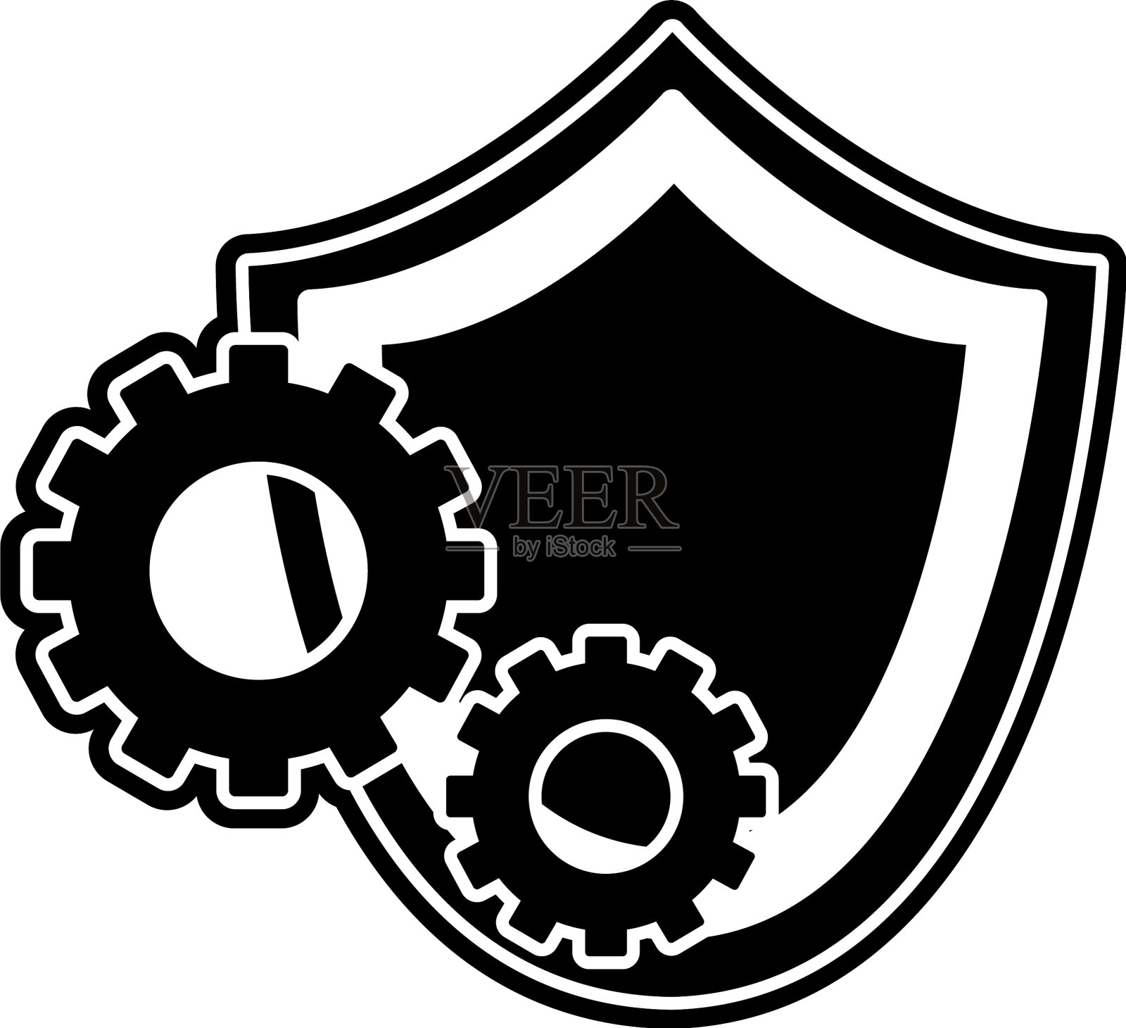 剪影护盾安全用齿轮加工图标素材