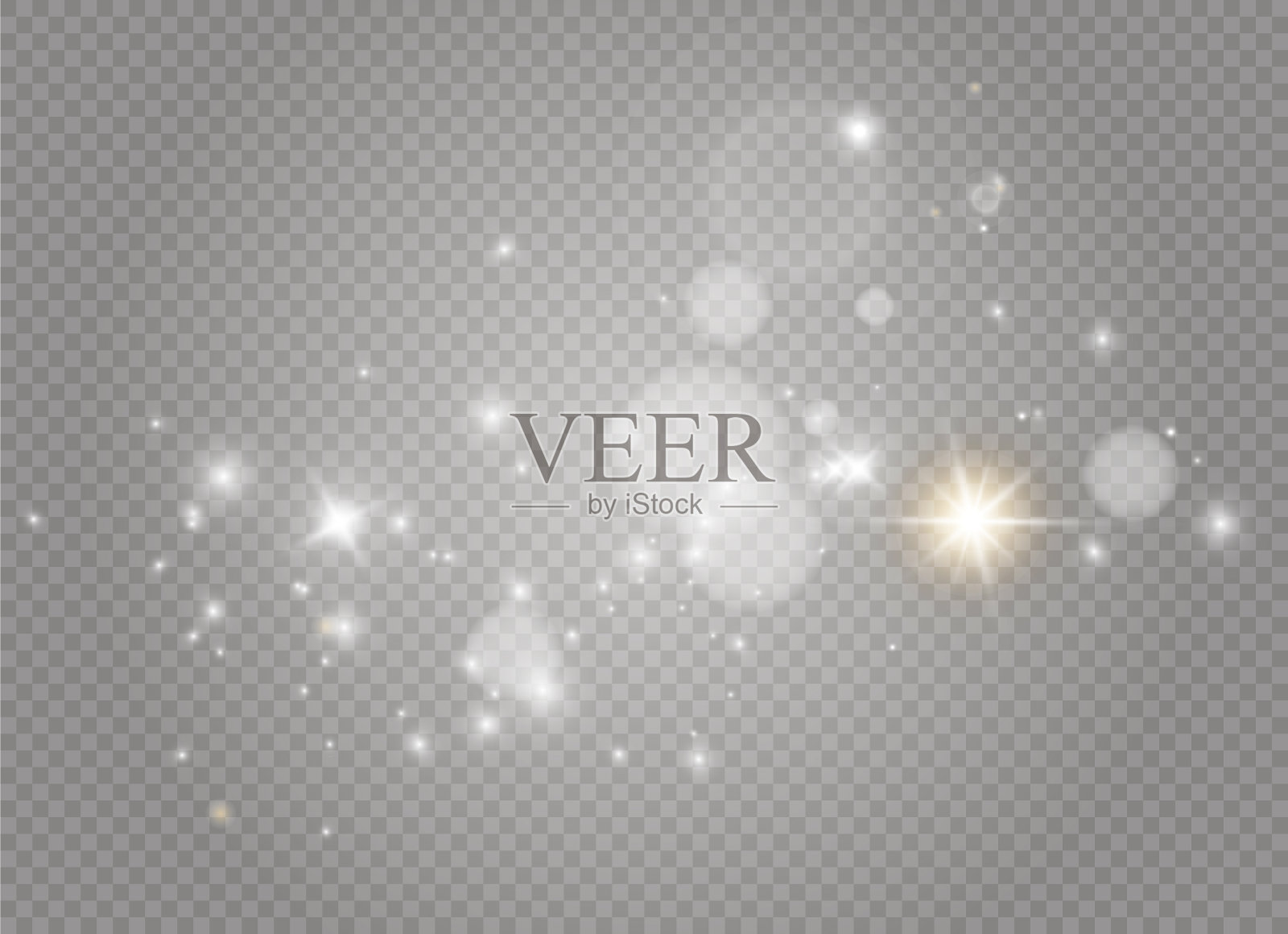 白色的火花和金色的星星闪烁着特别的光芒插画图片素材