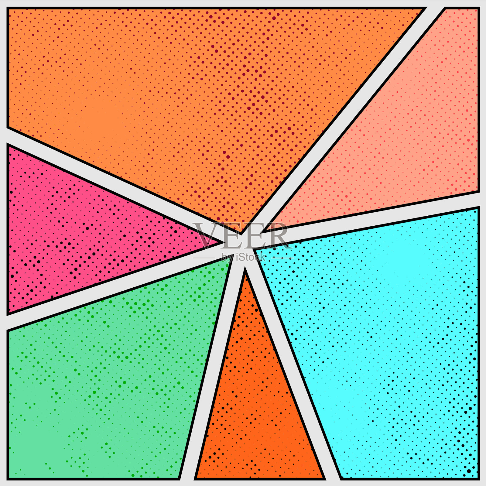 色彩鲜艳的旧风格漫画页封面插画图片素材