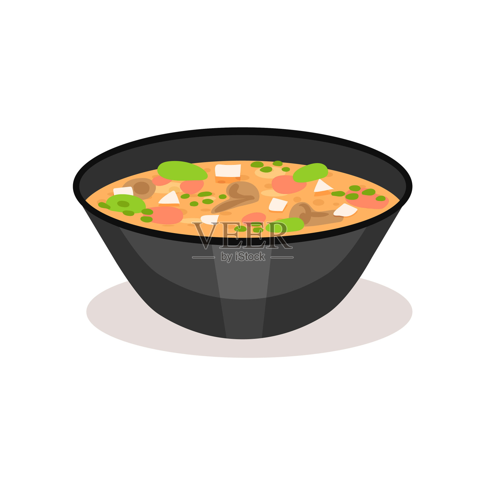 开胃汤在黑色陶瓷碗传统设计元素图片