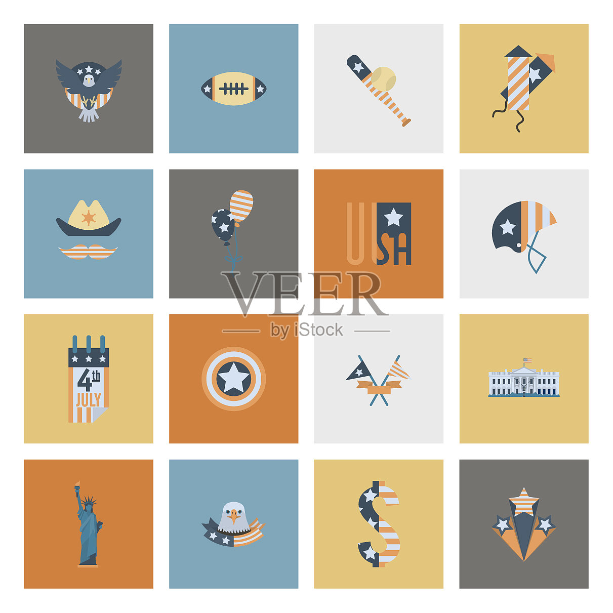美国独立日图标素材