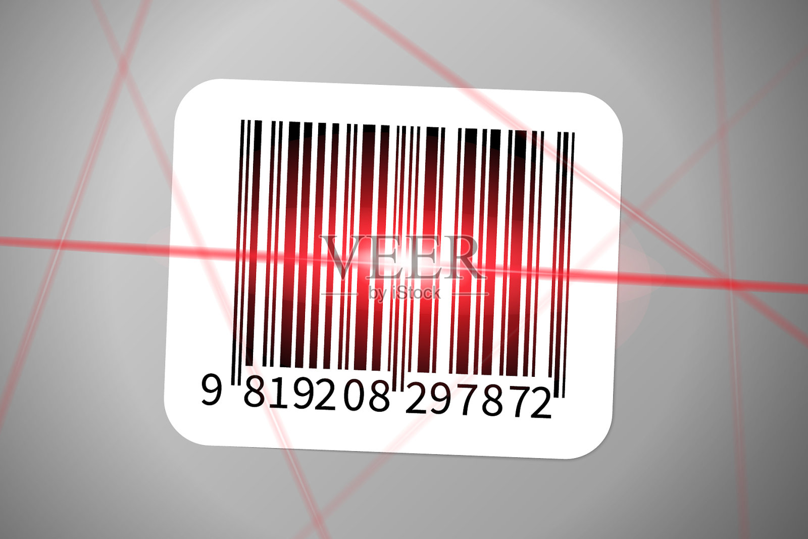条码贴纸带有鲜红色的条码射线插画图片素材