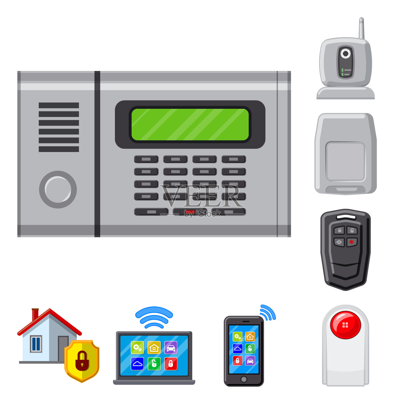 孤立对象的办公室和房子图标集图标素材