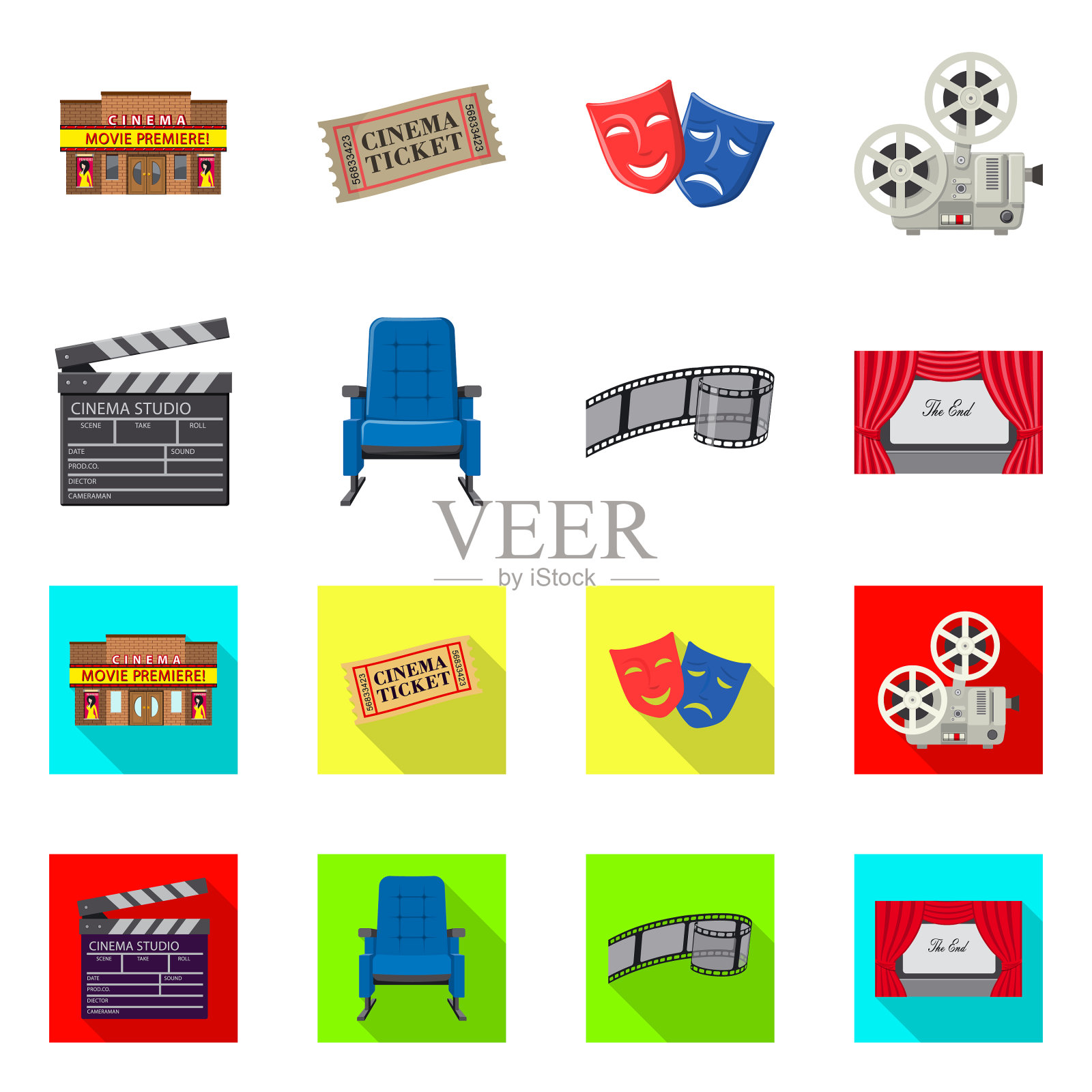 设计电视和电影图标集图标素材