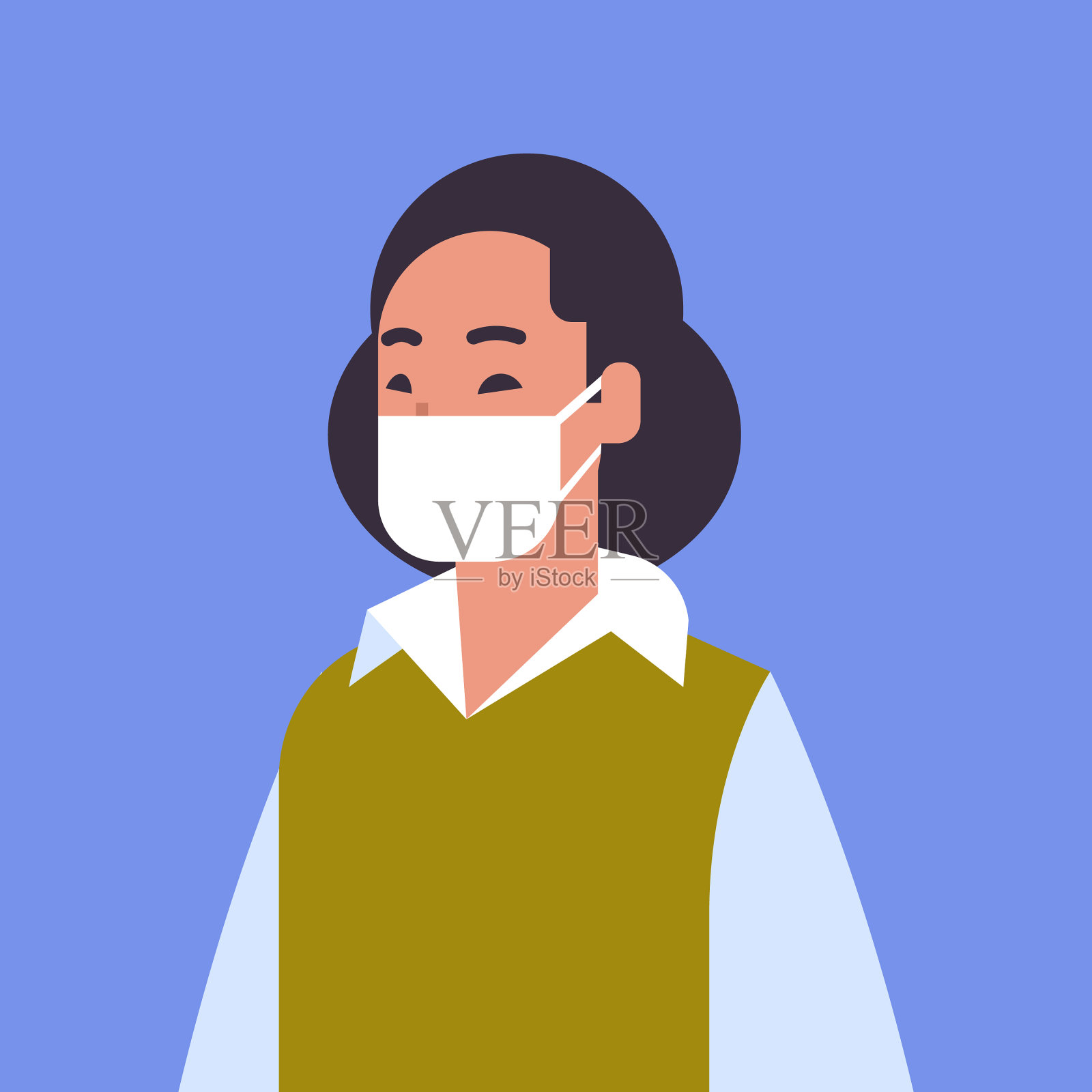 妇女戴口罩环保工业插画图片素材