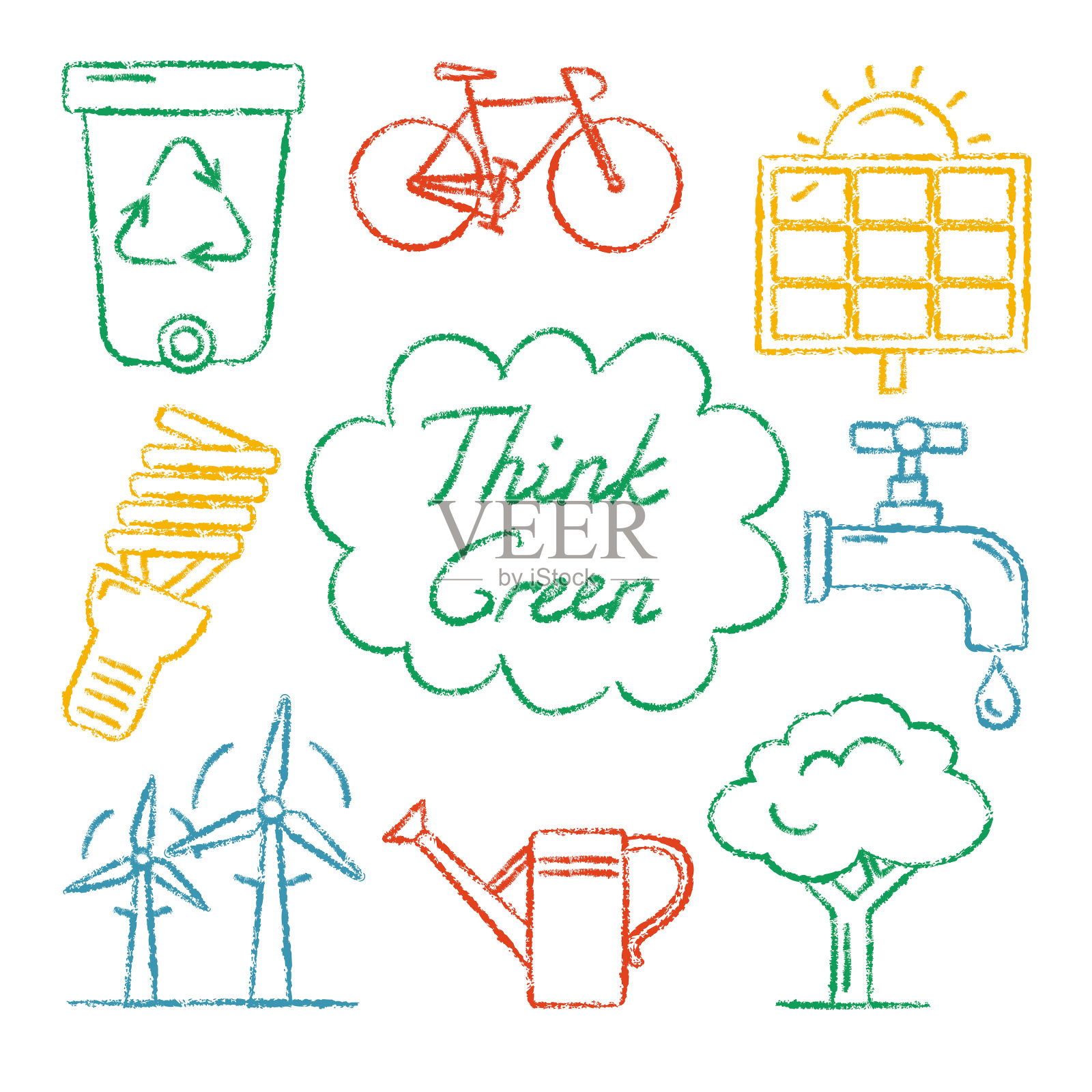 一套手绘生态图标设计元素图片