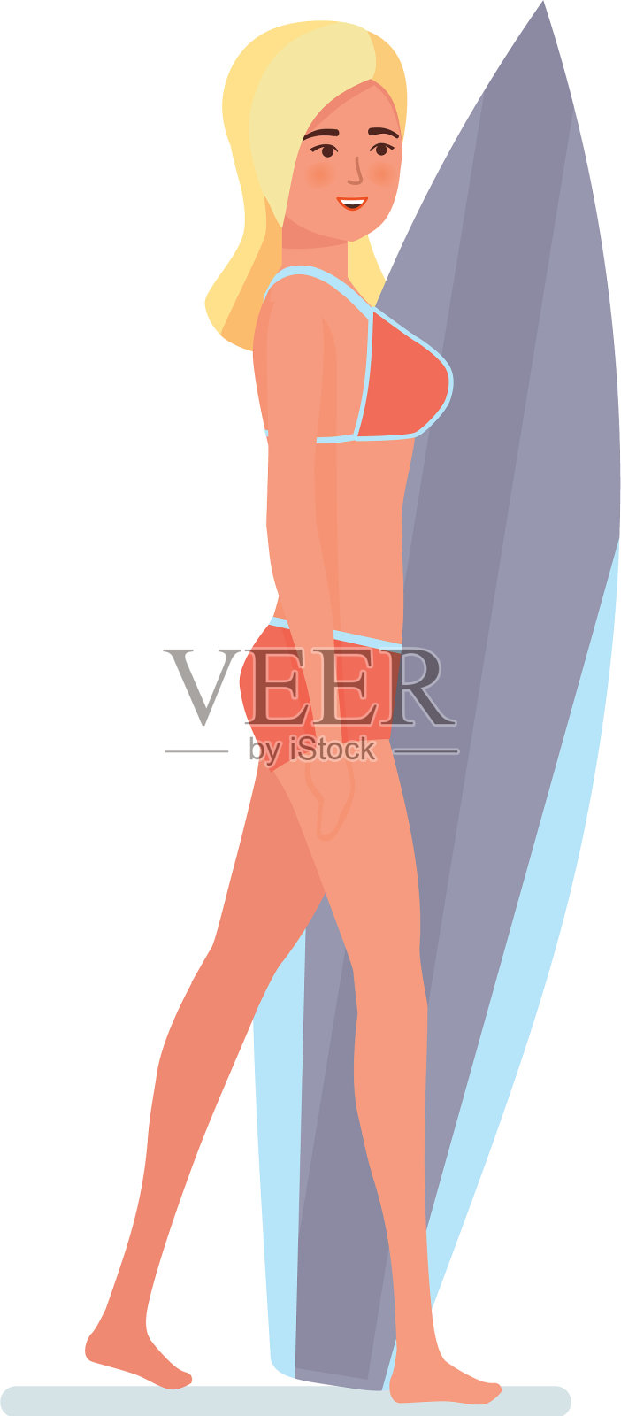 冲浪者侧身站着拿着冲浪板游泳设计元素图片