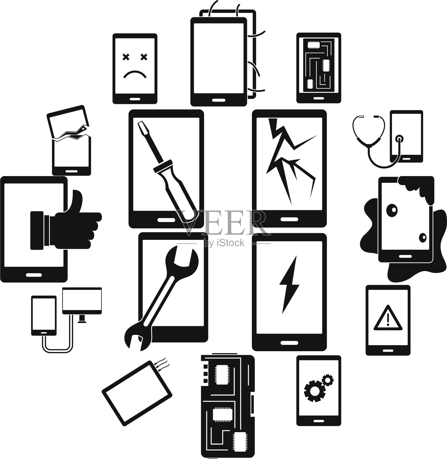 设备维修符号图标设置简单的风格图标素材
