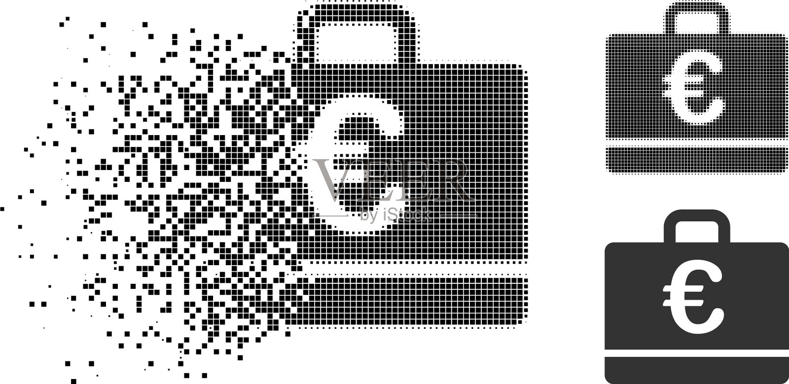 消散像素半色调欧元案件图标插画图片素材