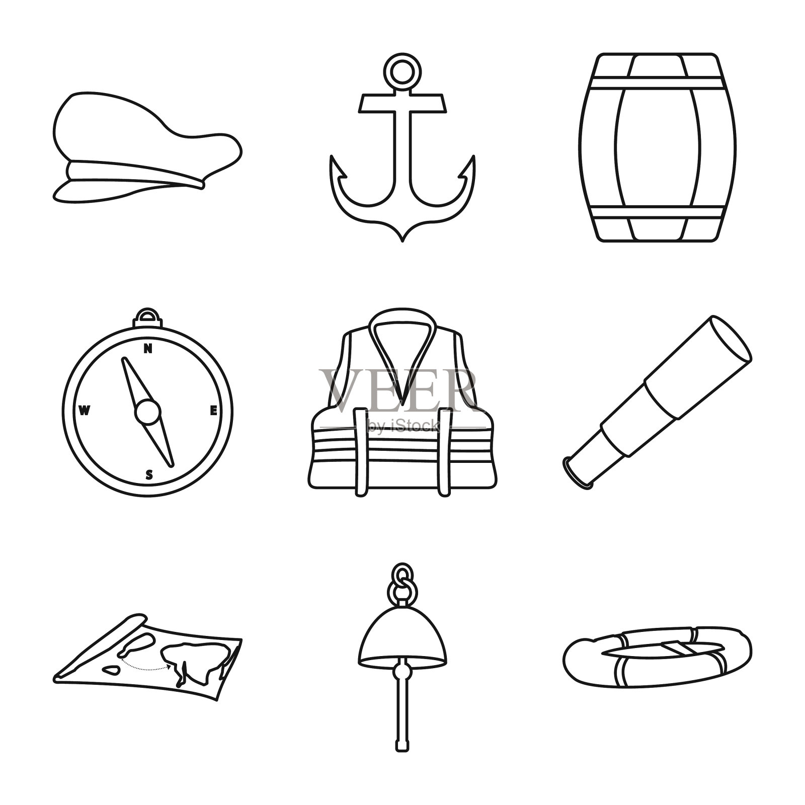 海洋和旅游标志集图标素材