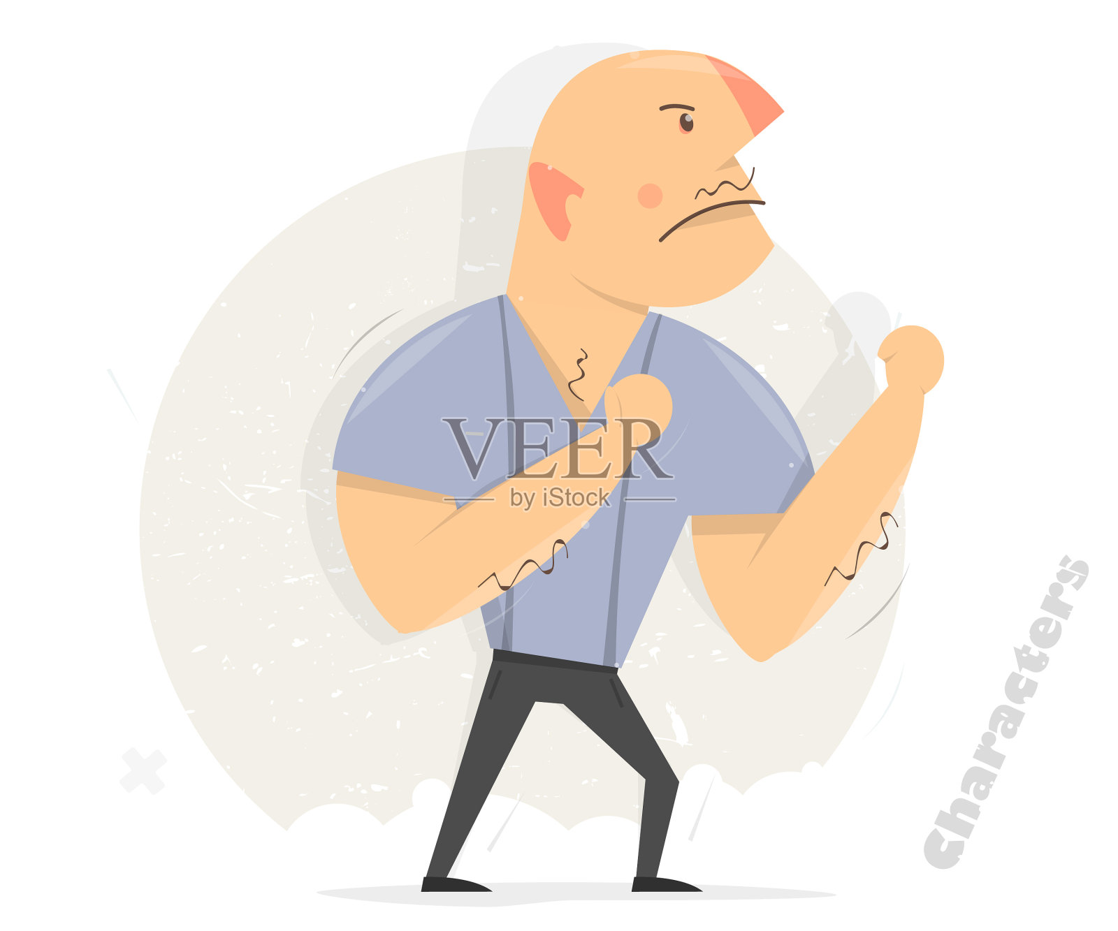 准备与好斗的滑稽拳击手搏斗插画图片素材