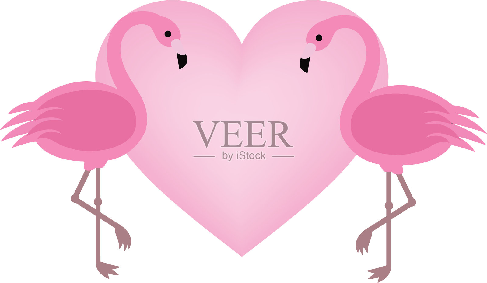 异国情调的鸟爱火烈鸟夫妇美丽的粉红色插画图片素材