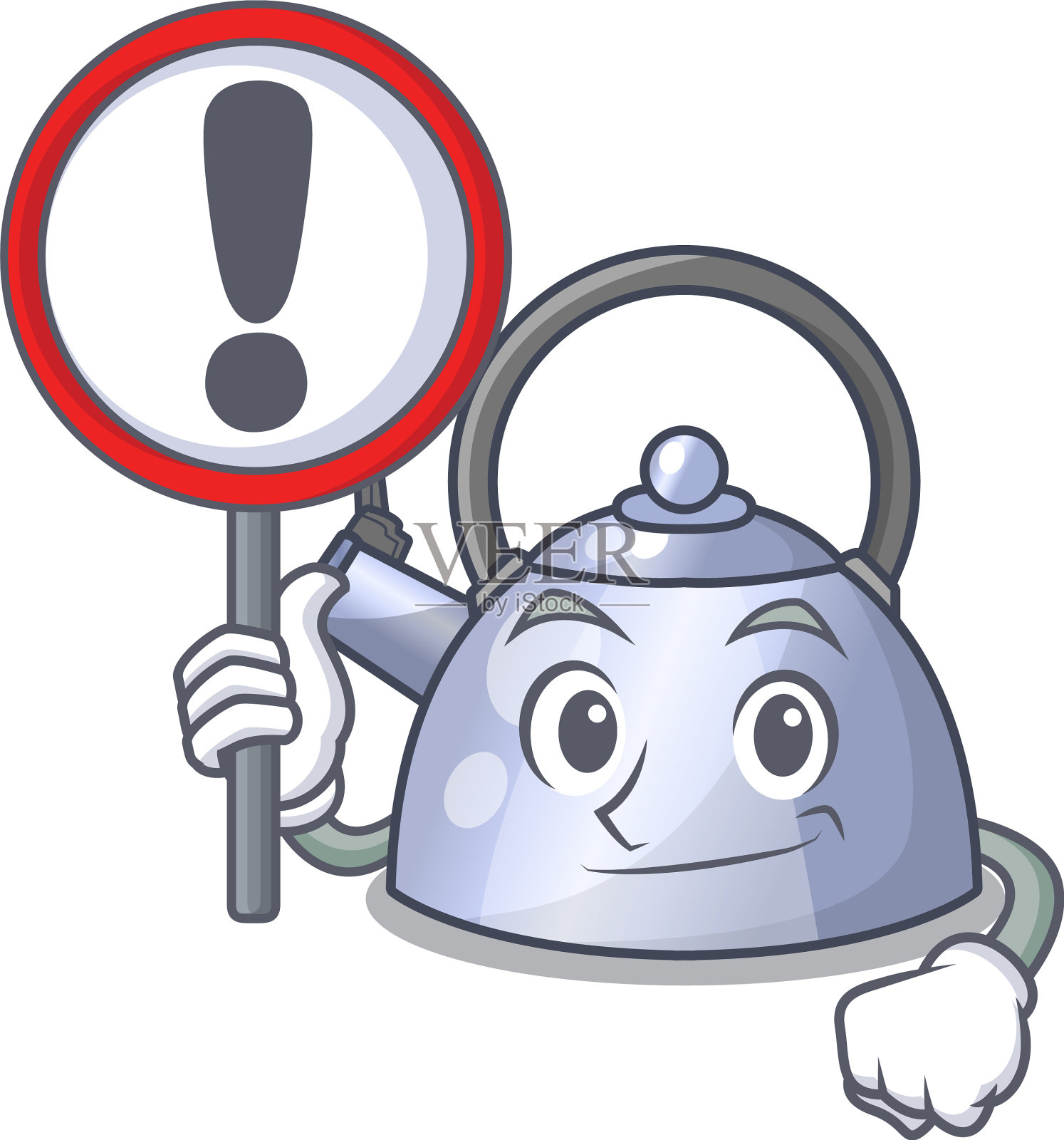 带有卡通标志的汽油锅鸣笛水壶插画图片素材