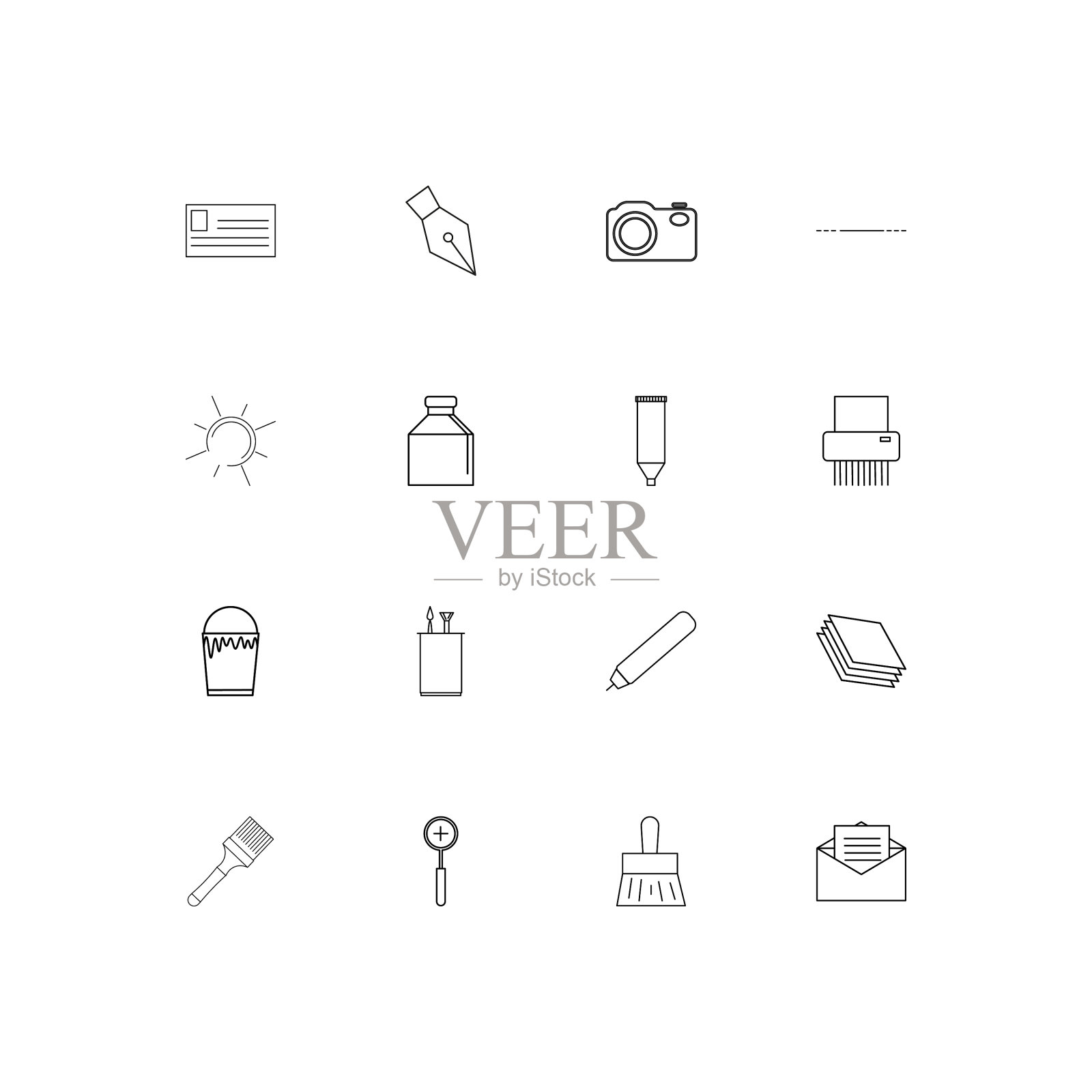 创意过程和设计线性薄图标集图标素材