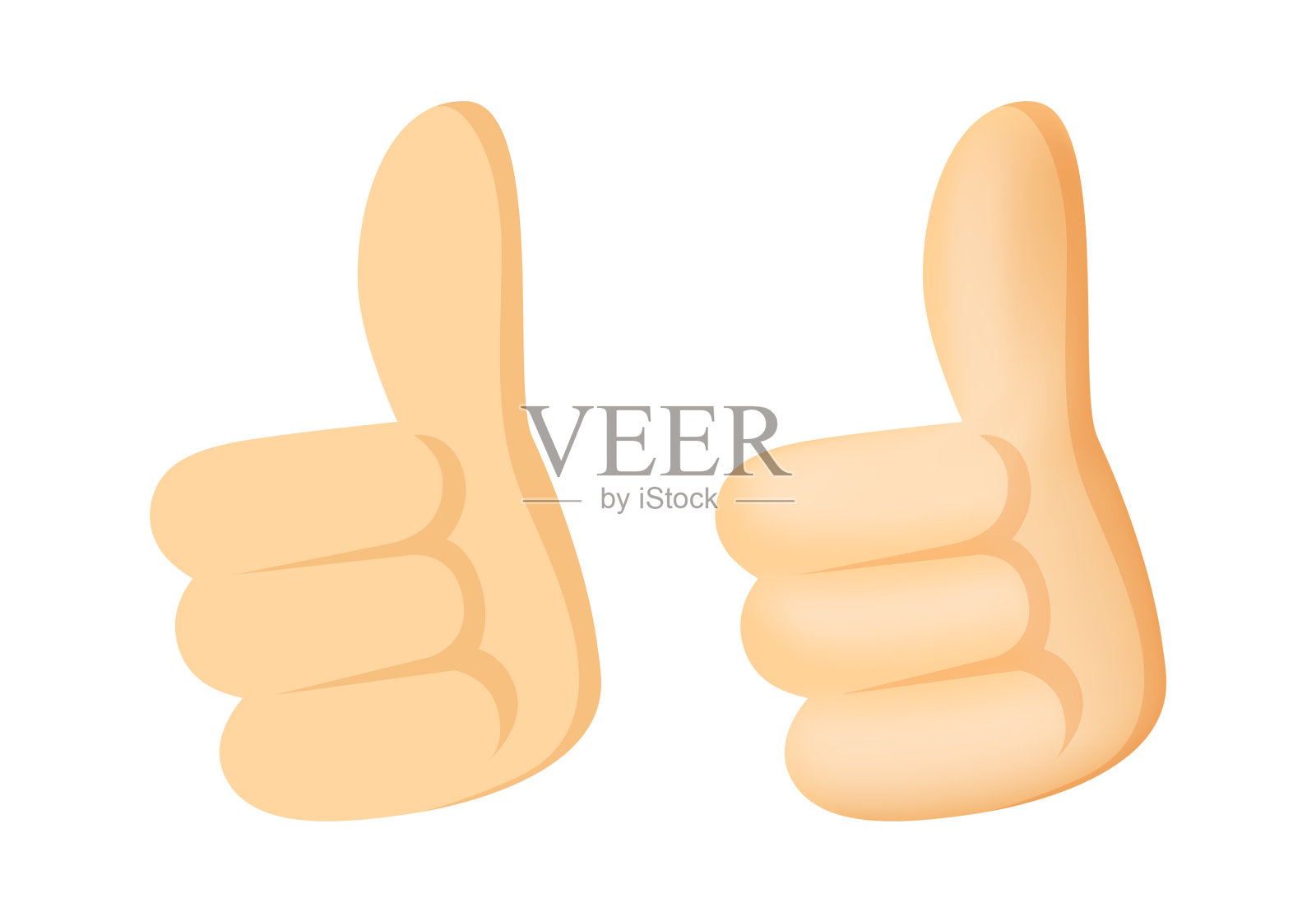 竖大拇指图标在平面和卡通风格设计元素图片