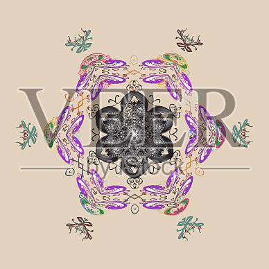 孤立可爱的雪花在彩色的背景插画图片素材