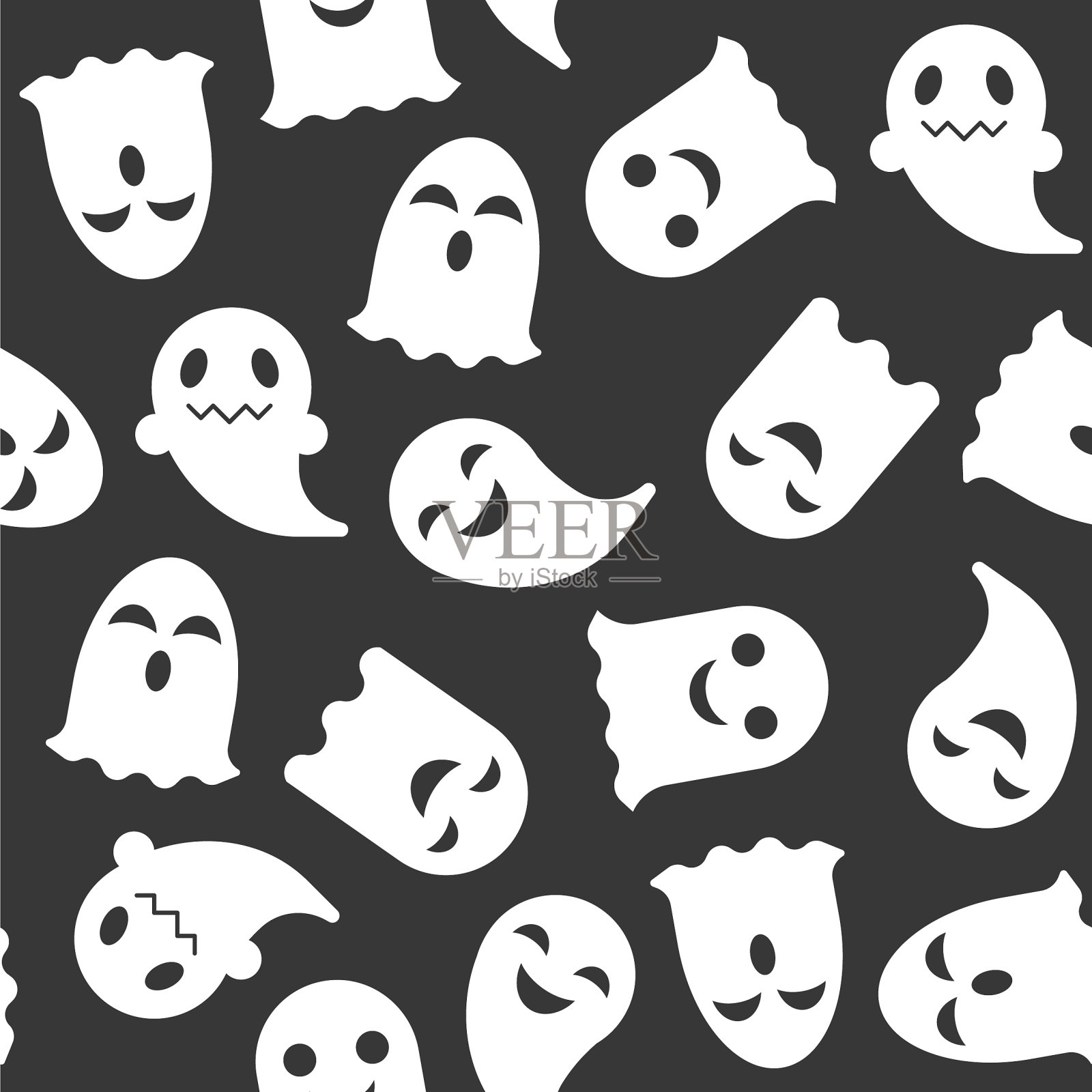 鬼万圣节无缝图案平面设计用插画图片素材