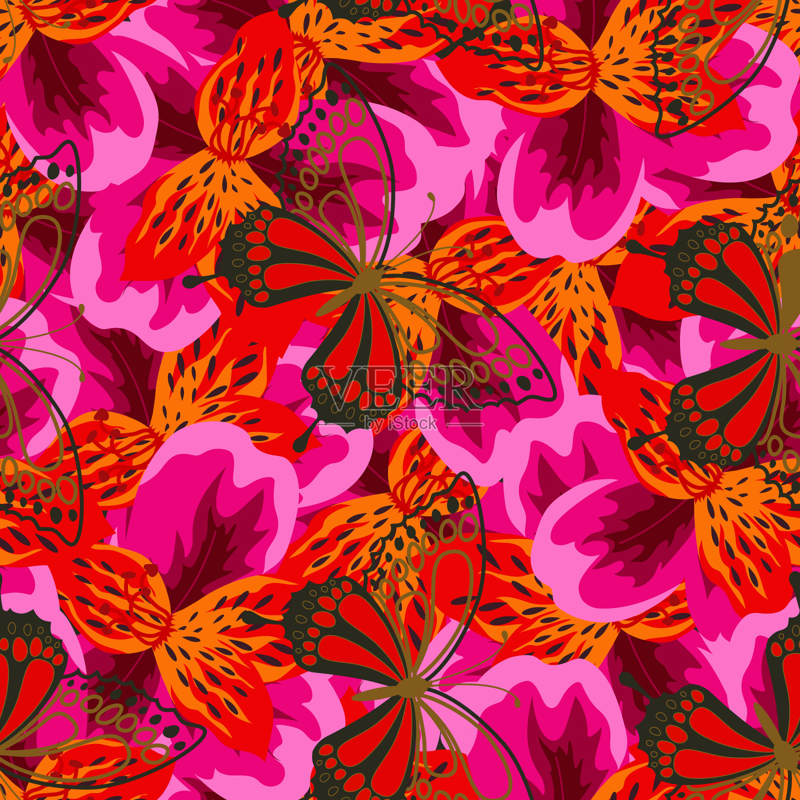 蝴蝶的火焰图案插画图片素材