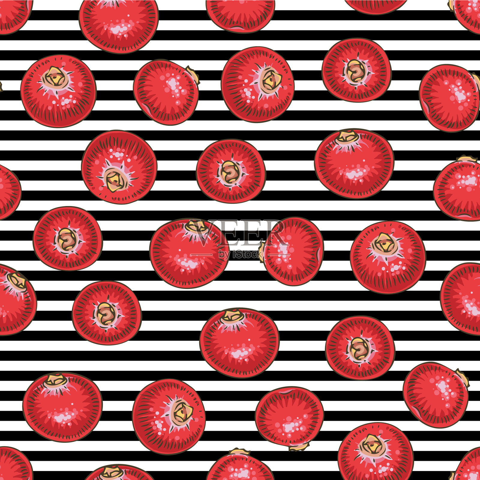 蔓越莓条纹无缝图案插画图片素材