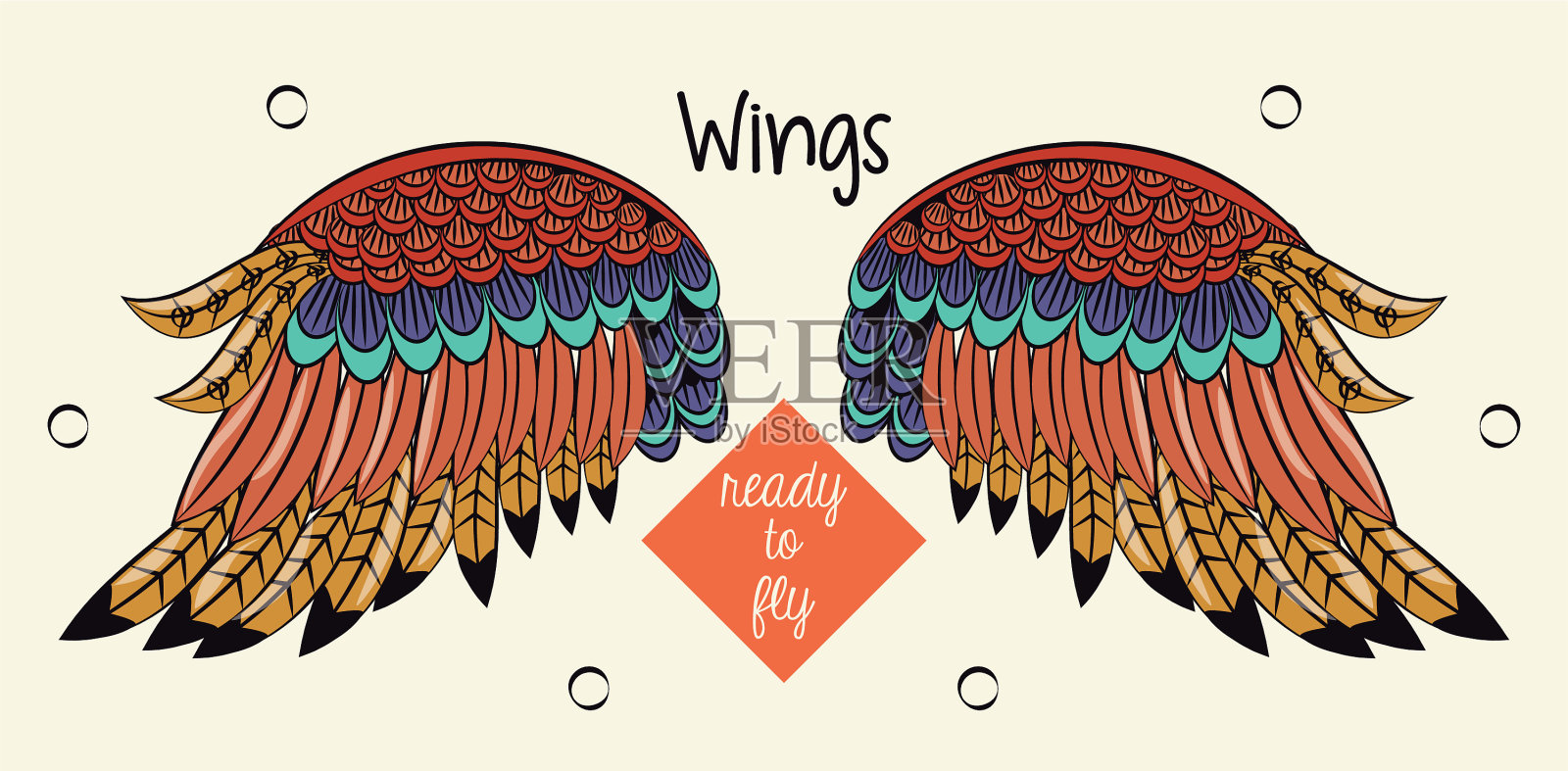 翅膀准备好飞翔的徽章插画图片素材
