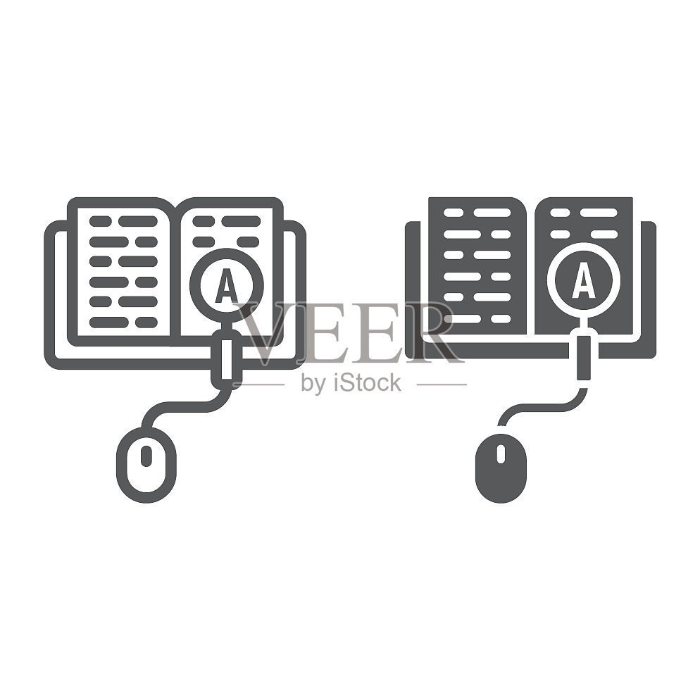 搜索知识线和字形图标图标素材