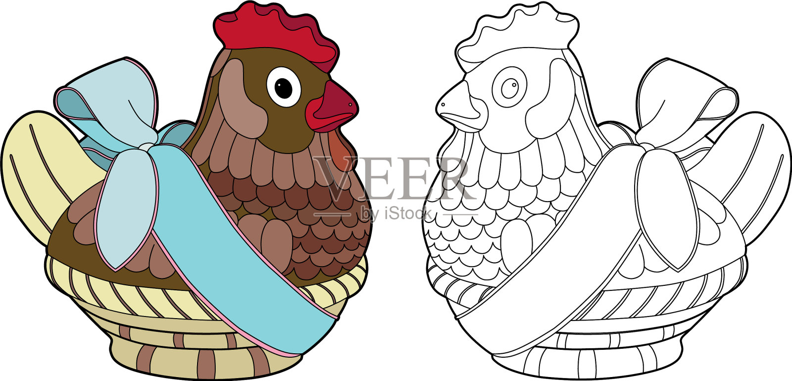 鸡巧克力插画图片素材