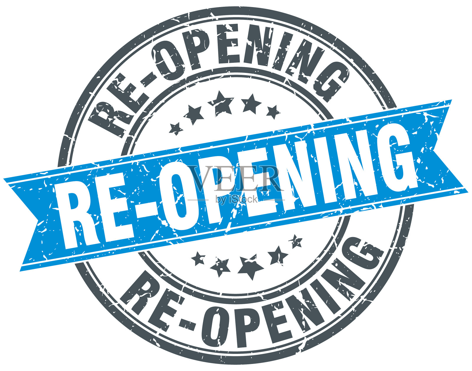 重新开放round grunge丝带邮票插画图片素材