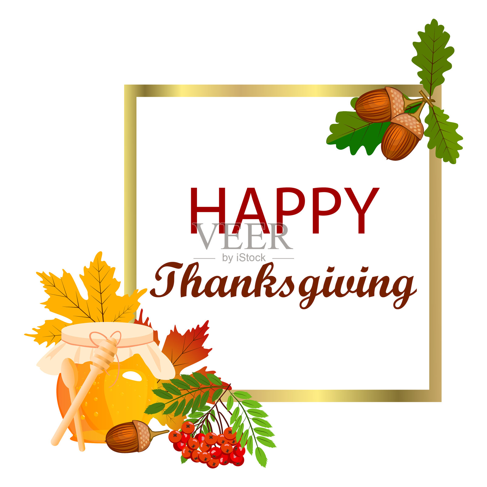 感恩节贺卡庆祝横幅设计快乐插画图片素材
