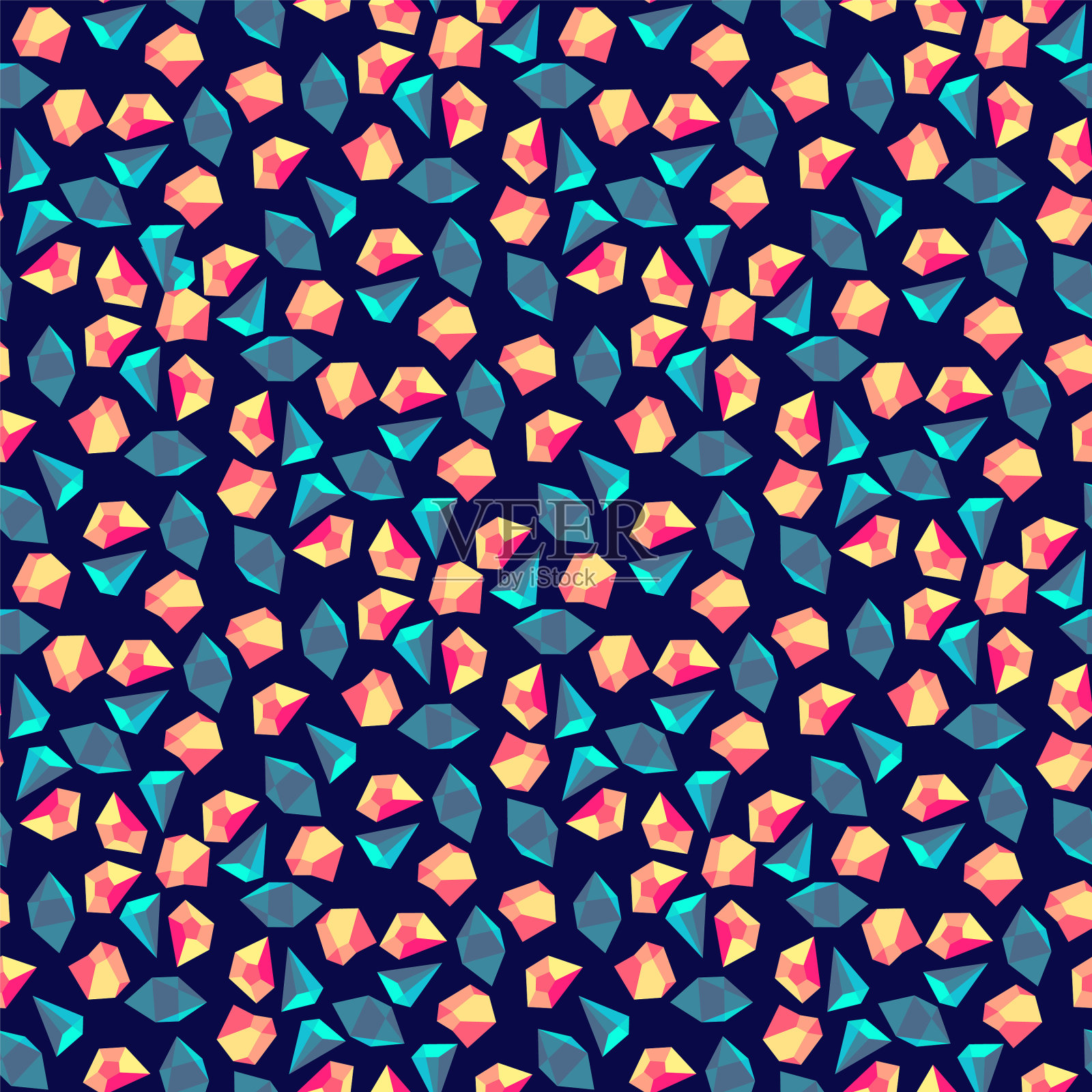 彩色水晶无缝图案设计插画图片素材