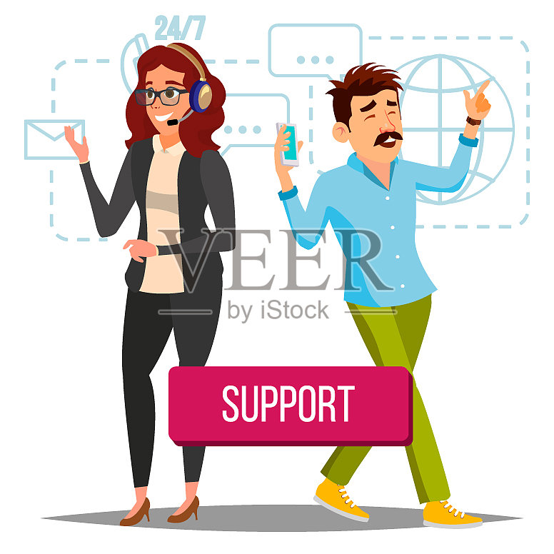技术支持操作员在线工作设计元素图片