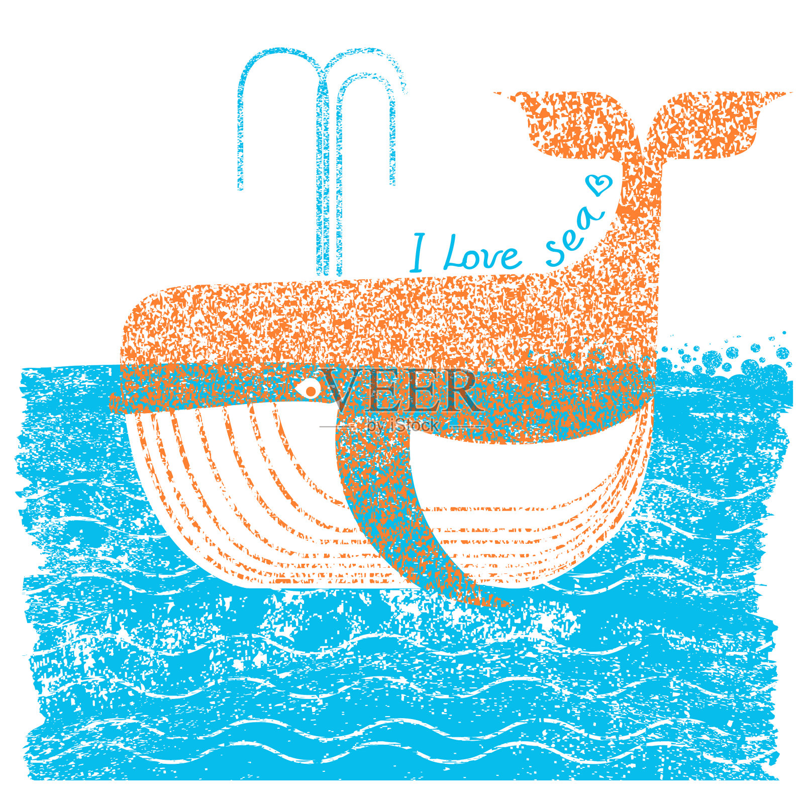 蓝海背景中的鲸鱼设计元素图片