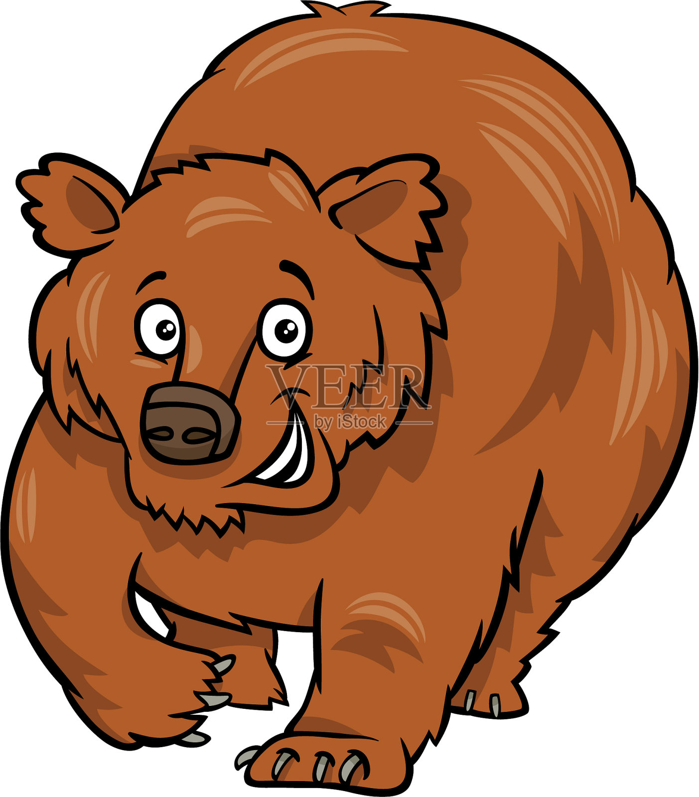 卡通灰熊动物角色设计元素图片